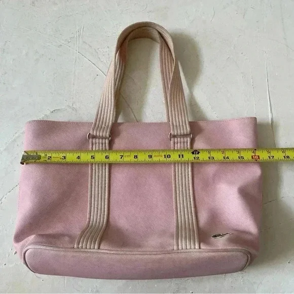 Lacoste PVC Tote Bag Baby Pink Canvas Handles Y2K Shoulder Bag Matching Wallet - Picture 13 of 16